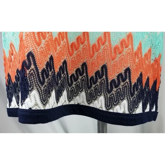 Nordstrom BOBEAU Women's Sz Small Knit Top Blouse Sheer Flame Stitch EUC - Picture 8 of 8